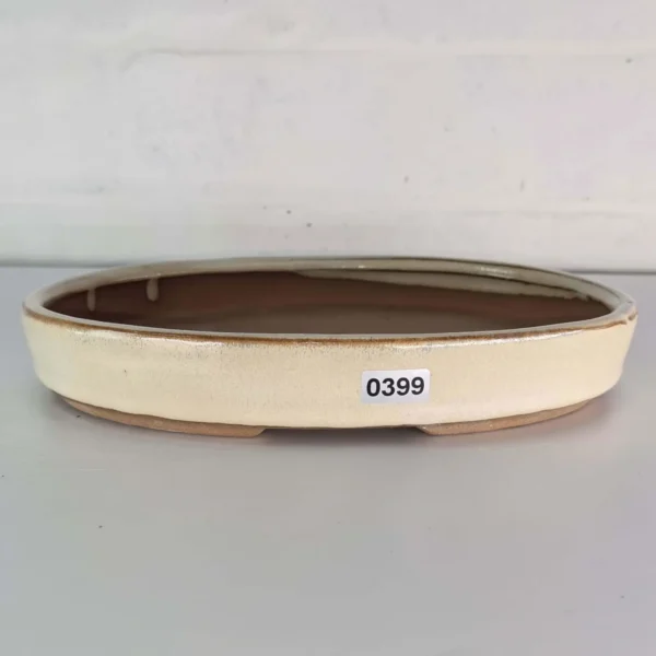 21cm Glazed Bonsai Pot | Oval | 21cm x 16cm x 3cm | Cream