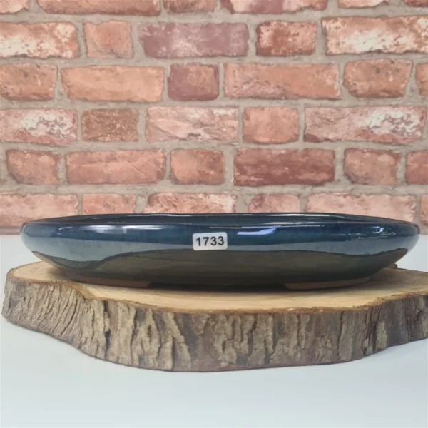 25cm Glazed Bonsai Pot | Oval | 25cm x 18cm x 4.5cm | Blue