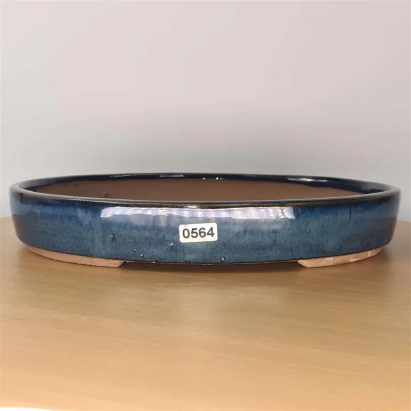 26cm Glazed Bonsai Pot | Oval | 26cm x 19cm x 4cm | Blue