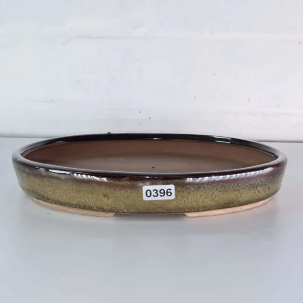 21cm Glazed Bonsai Pot | Oval | 21cm x 16cm x 3cm | Green