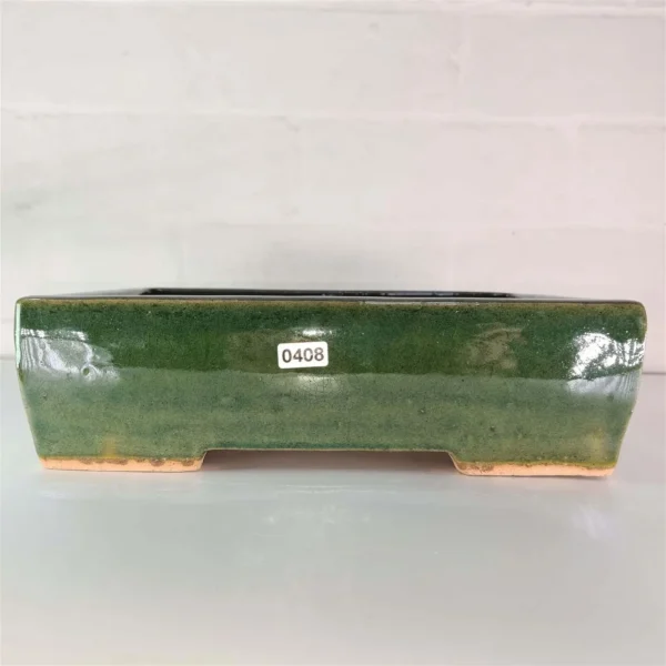 26cm Glazed Bonsai Pot | Rectangle | 26cm x 19cm x 8cm | Green