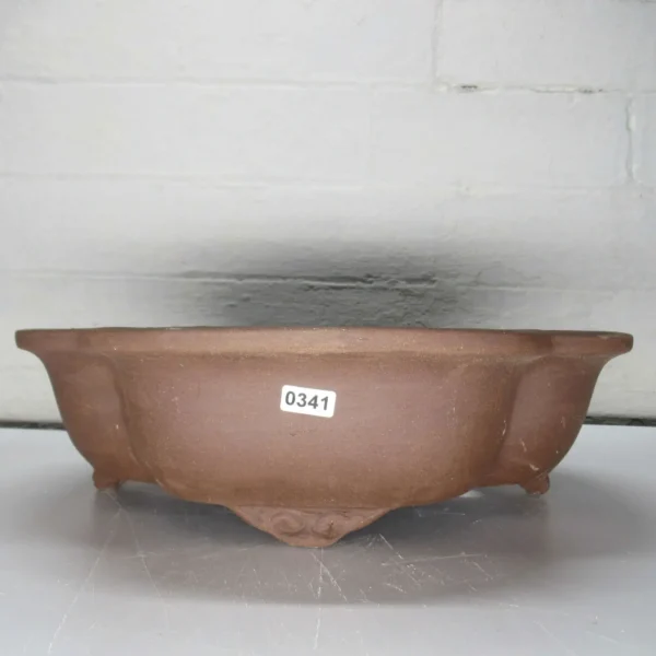 31cm Unglazed Bonsai Pot Oval | 31cm x 25cm x 9cm | Floral | Brown