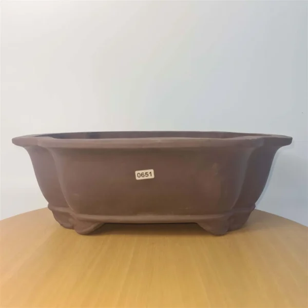 37cm Unglazed Bonsai Pot | Floral | 37cm x 30cm x 13cm | Brown