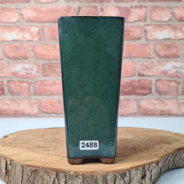 7cm Glazed Bonsai Pot | Cascade | 7cm x 15cm | Dark Green