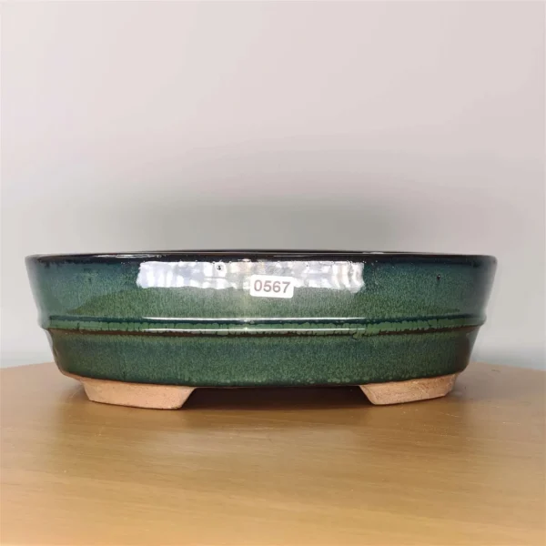 27cm Glazed Bonsai Pot | Oval | 27cm x 20cm x 8cm | Green