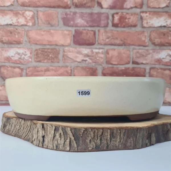 32cm Glazed Bonsai Pot | Oval | 32cm x 26cm x 7cm | White