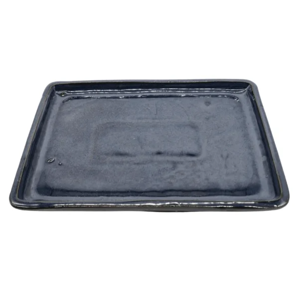 28cm Glazed Bonsai Pot Drip Tray | Rectangle | Blue