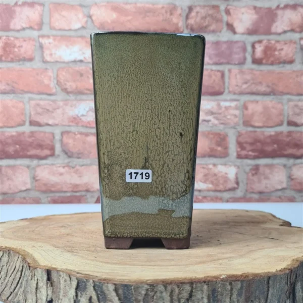 9cm Glazed Bonsai Pot | Cascade | 9cm x 17cm | Green