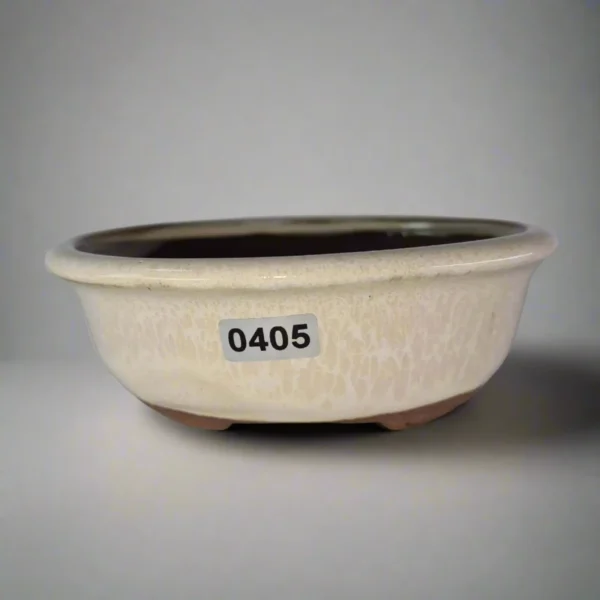 13cm Glazed Bonsai Pot | Oval | 13cm x 10cm x 5cm | White