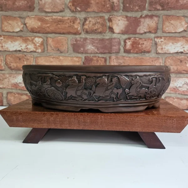 32cm Premium Unglazed Bonsai Pot | Oval | 32cm x 25cm x 8cm | Brown