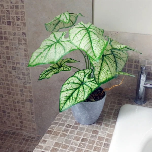 Artificial Plant Realistic Natural Taro in Decorative Planter Botanik