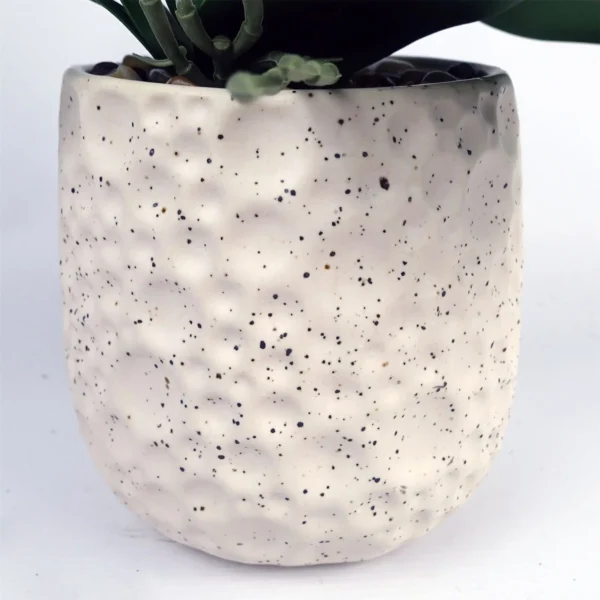 Artificial White Orchid with Ceramic Bubble Planter Botanik - Image 3