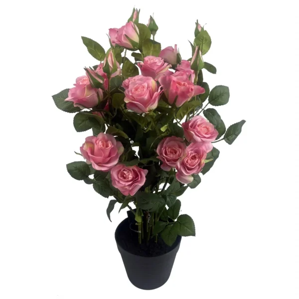 Artificial Flowers Rose Bush Potted Deluxe Highly Realistic