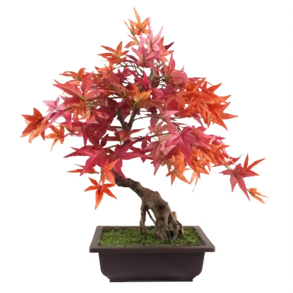 Artificial Bonsai Tree Red Maple Bonsai 50cm Leaf Design Trees Realistic Plant Botanik