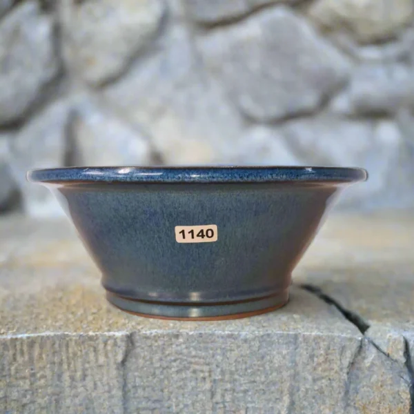 16cm Glazed Bonsai Pot | Round | 16cm x 6cm | Blue