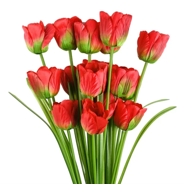 Pack of 6 x 80cm Artificial Tulip Red Stem