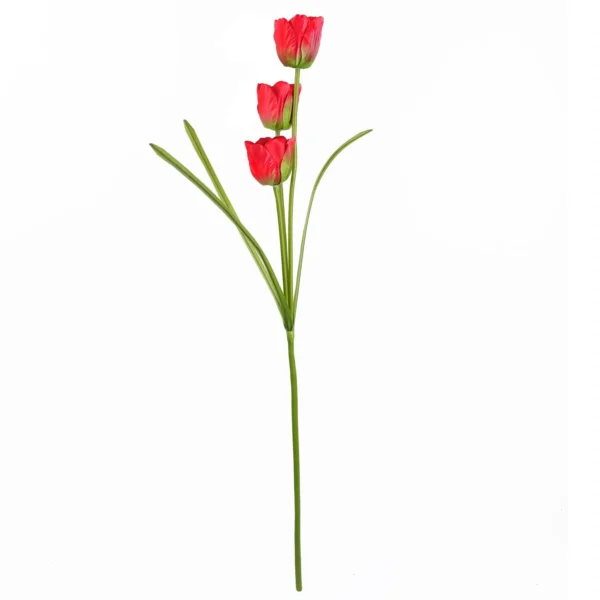 Pack of 6 x 80cm Artificial Tulip Red Stem - Image 3