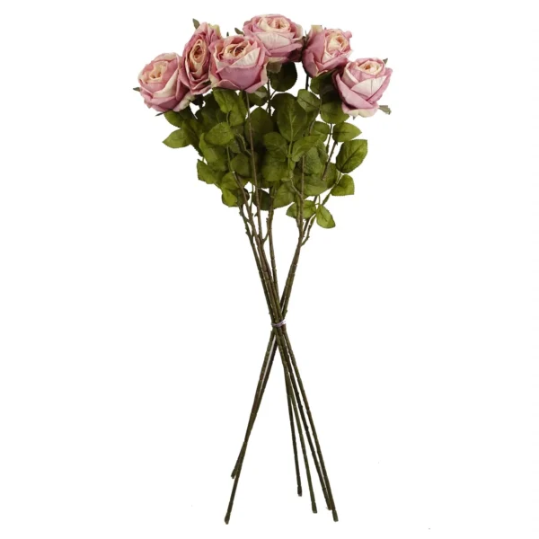 Pack of 6 x 70cm Artificial Light Pink Rose - Image 6