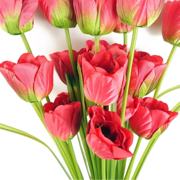 Pack of 6 x 80cm Artificial Tulip Red Stem - Image 5