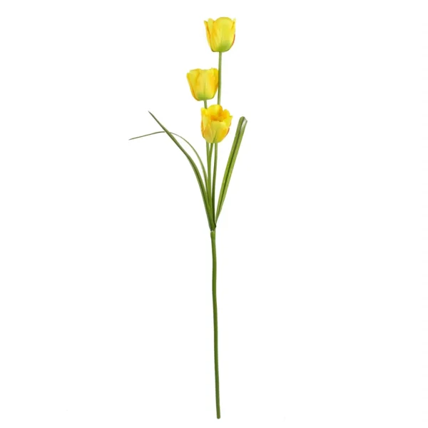 Pack of 6 x 80cm Artificial Tulip Yellow Stem - Image 3