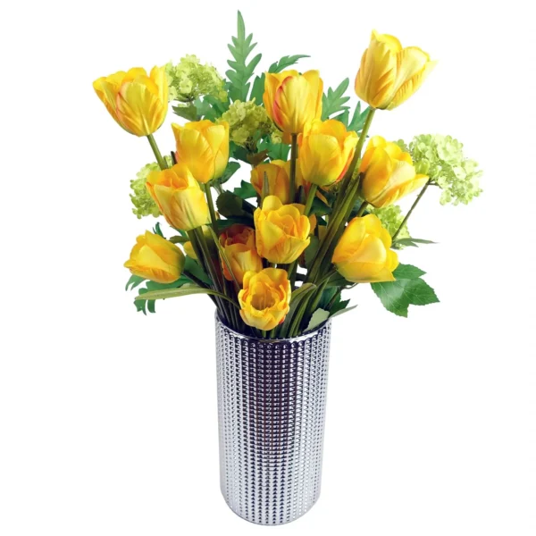 Pack of 6 x 80cm Artificial Tulip Yellow Stem - Image 4