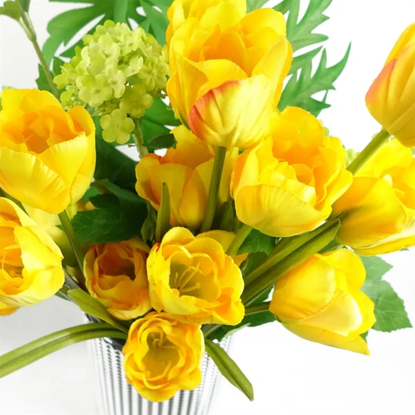 Pack of 6 x 80cm Artificial Tulip Yellow Stem - Image 5