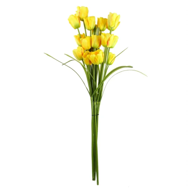 Pack of 6 x 80cm Artificial Tulip Yellow Stem - Image 6