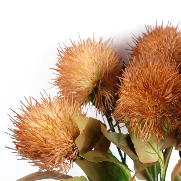 Pack of 6 x 70cm Globe Thistle Yellow Ball Artificial Flower Stem - Image 4