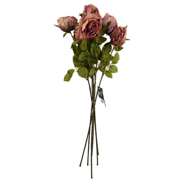 Pack of 6 x 70cm Artificial Dark Pink Rose - Image 2