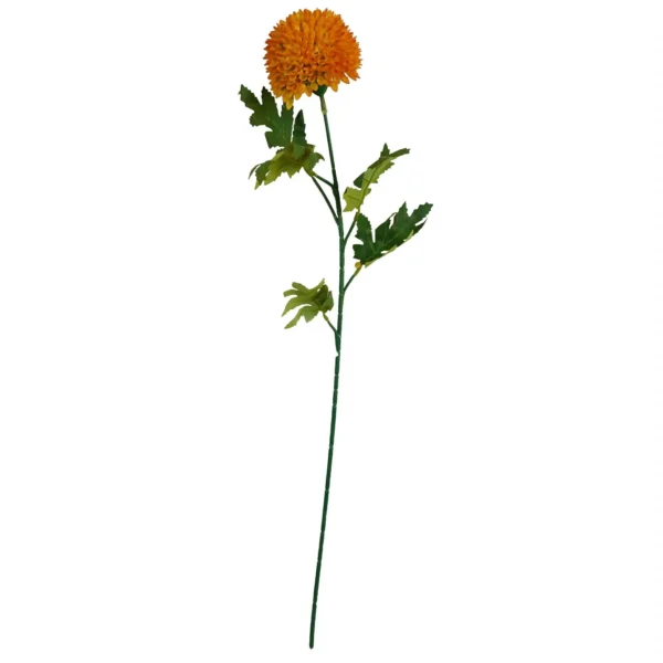 70cm Large Ball Dahlia Artificial Flower Stem Yellow - Image 2