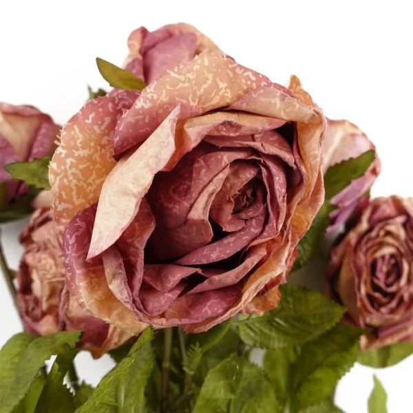 Pack of 6 x 70cm Artificial Dark Pink Rose - Image 4