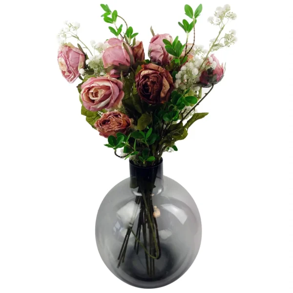 Pack of 6 x 70cm Artificial Dark Pink Rose - Image 5