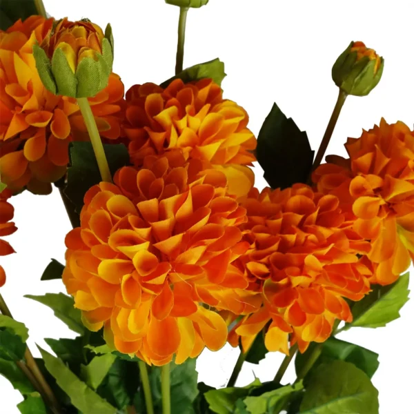 Dhalia PomPom Artificial Flowers Orange - Image 6