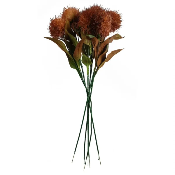 Pack of 6 x 70cm Globe Thistle Yellow Ball Artificial Flower Stem - Image 8