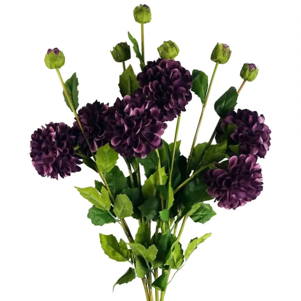 Dhalia PomPom Artificial Flowers Purple - Image 5