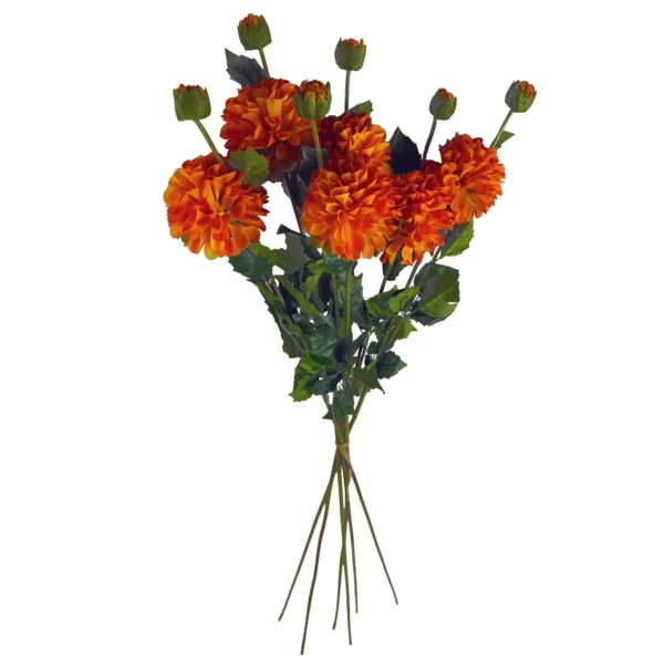 Dhalia PomPom Artificial Flowers Orange - Image 5