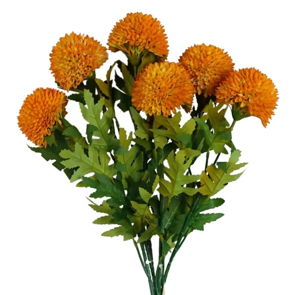 70cm Large Ball Dahlia Artificial Flower Stem Yellow - Image 7