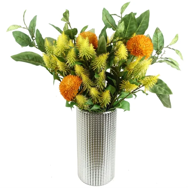 70cm Large Ball Dahlia Artificial Flower Stem Yellow - Image 8