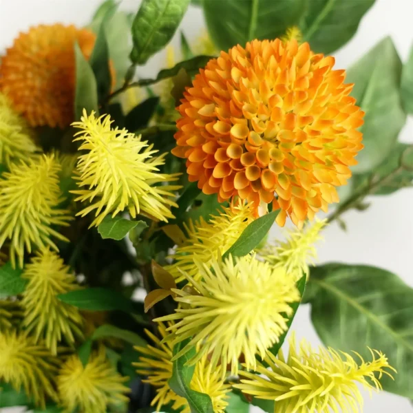 70cm Large Ball Dahlia Artificial Flower Stem Yellow - Image 9