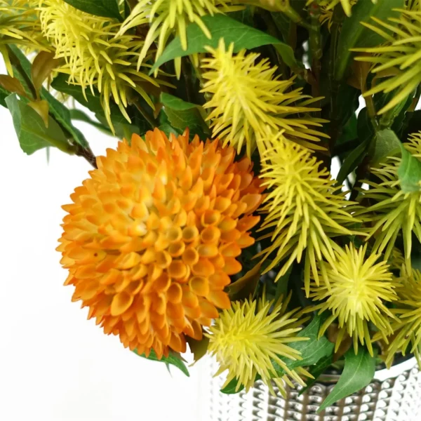 70cm Large Ball Dahlia Artificial Flower Stem Yellow - Image 10