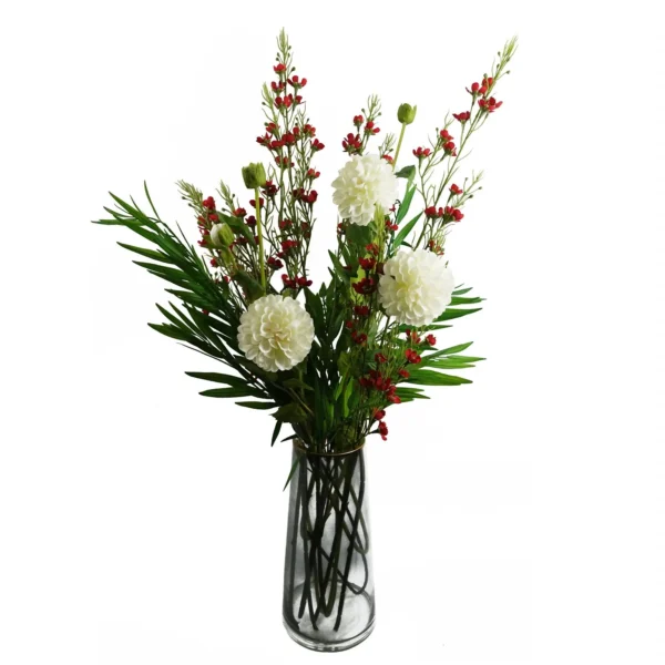 Dhalia PomPom Artificial Flowers Cream - Image 5