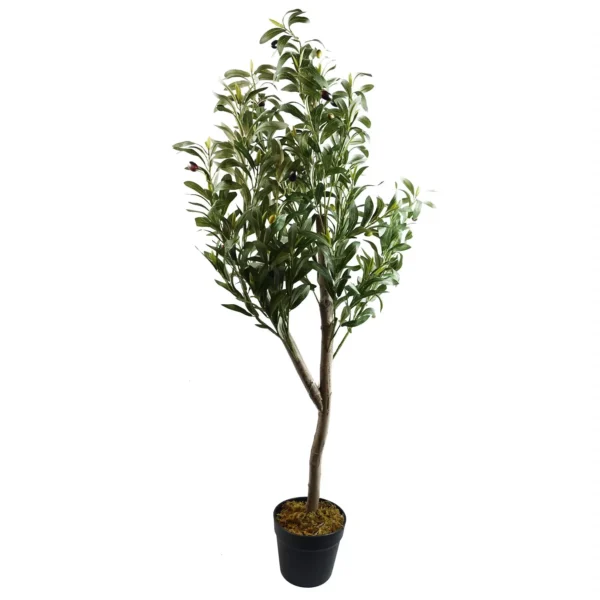 120cm Artificial Natural Look Olive Tree with Wooden Trunk - Image 2