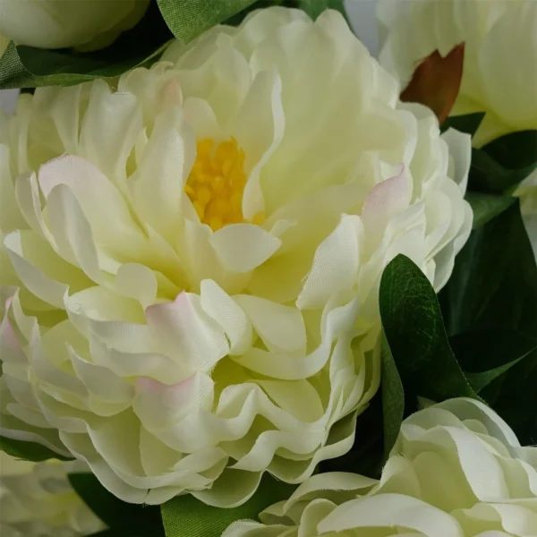 55cm Artificial White Peony Plant - Image 2