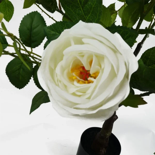 Leaf Design 70cm White Camellia Rose Plant Artificial - Image 2