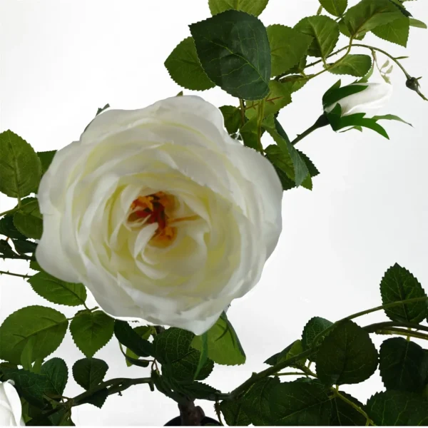 Leaf Design 70cm White Camellia Rose Plant Artificial - Image 3