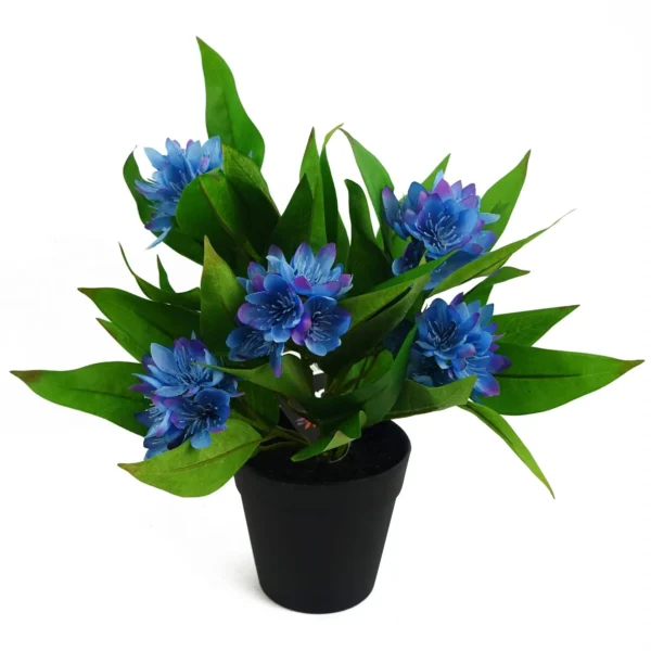 Leaf Design 18cm Artificial Freesia Plant Blue Flowering