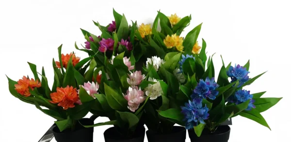 Leaf Design 18cm Artificial Freesia Plant Light Pink Flowering - Image 5