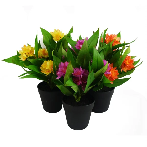 Leaf Design 18cm Artificial Freesia Plant Orange Flowering - Image 3