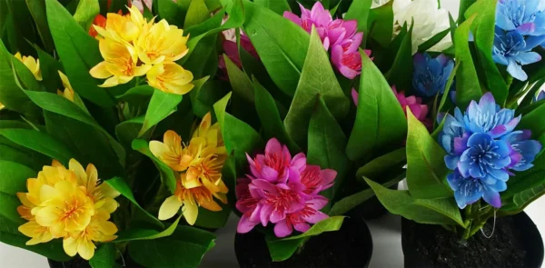 Leaf Design 18cm Artificial Freesia Plant Dark Pink Flowering - Image 4